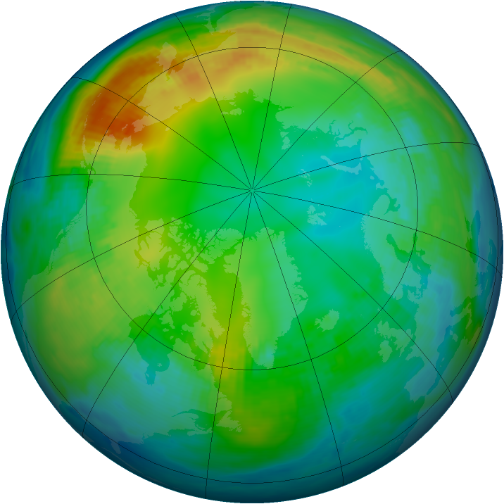 Arctic ozone map for 16 November 1987